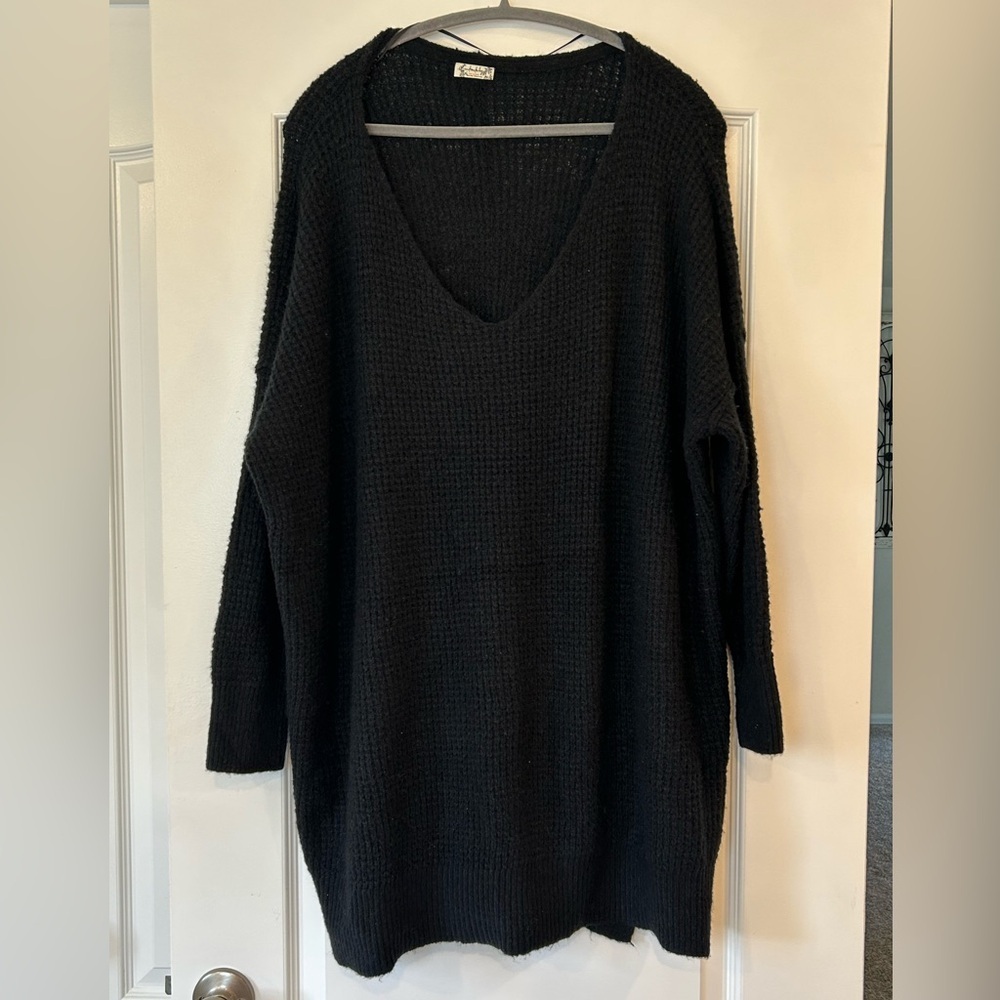 EUC Intimately Free People C.O.Z.Y. Pullover Dress V Neck Sweater Knit Tunic - Picture 4 of 9